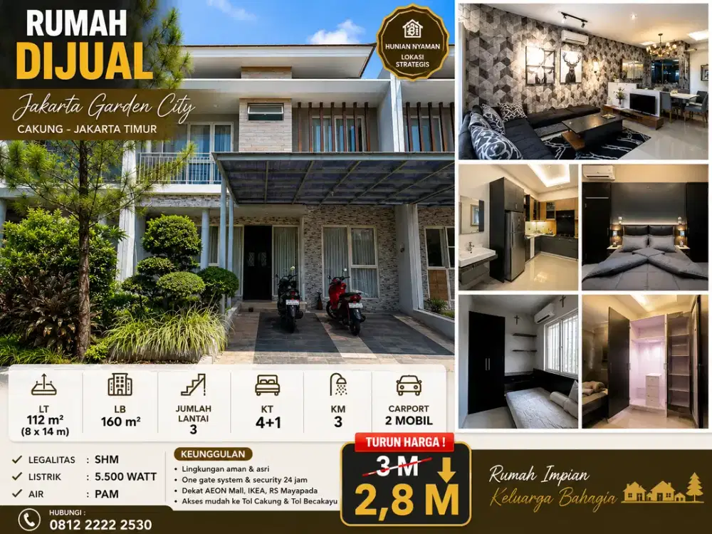 Turun Harga Rumah Cantik Jakarta Garden City, Cakung Jakarta Timur, Siap Huni