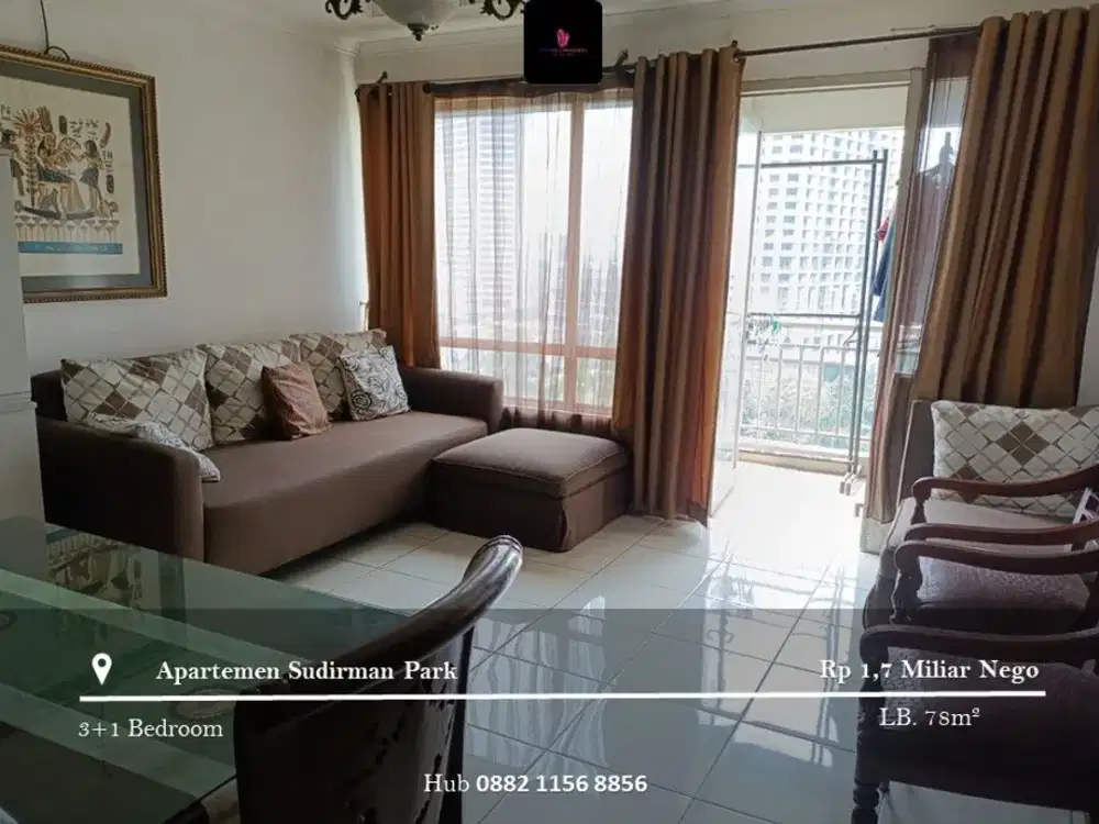 Dijual Apartement Sudirman Park Low Floor 3BR Full Furnished