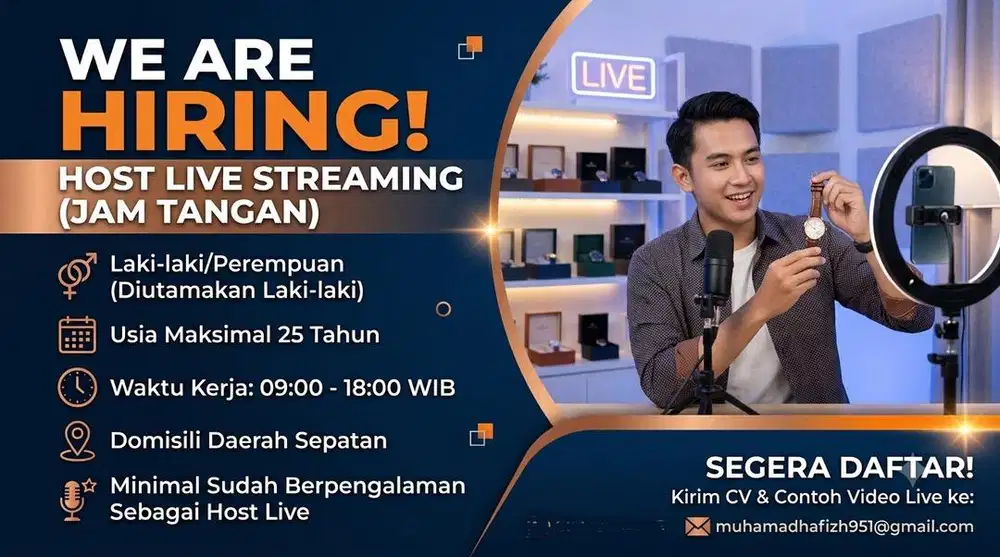 DICARI KARYAWAN HOST LIVE JAM TANGAN