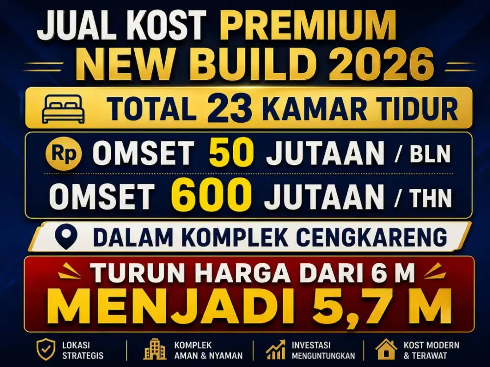 JUAL KOST KOSAN NEW BUILD PREMIUM 23 KAMAR CENGKARENG JAKARTA BARAT