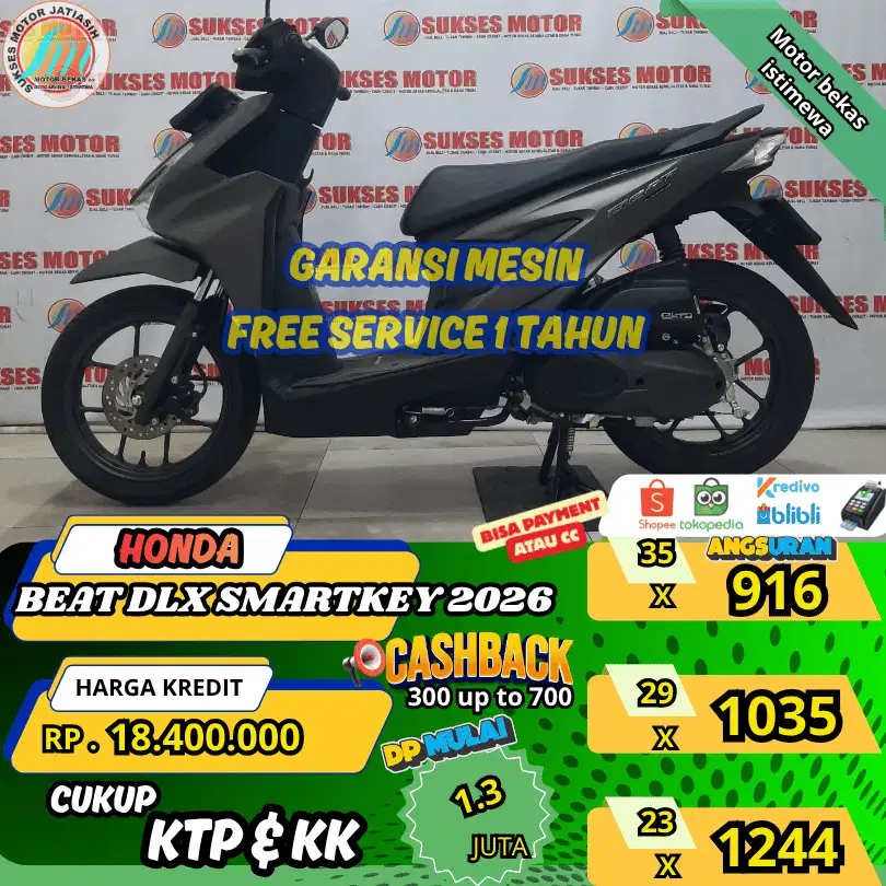 HONDA BEAT DLX SMRTKEY 2026ANGSURAN TERMURAHSYRTKTP&KK (SUKSESMOTOR)
