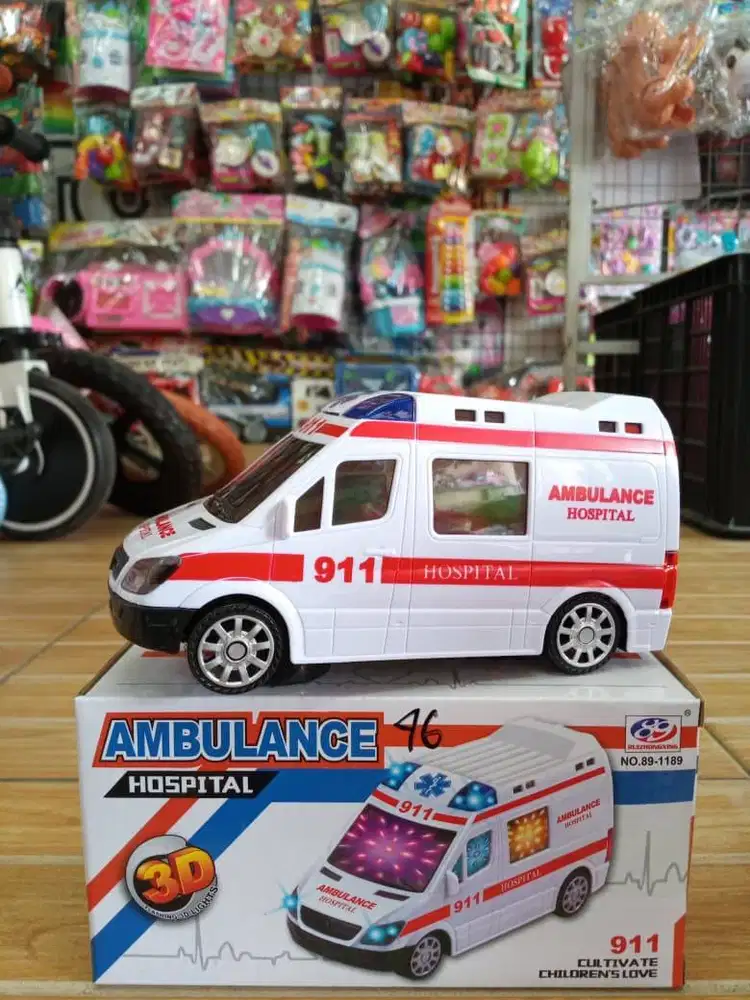 mainan anak mobil ambulan baterai