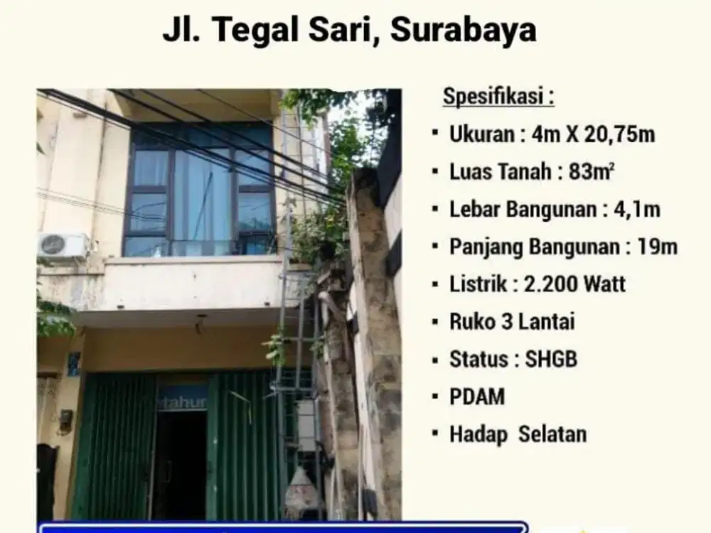Ruko Kawasan Ramai Tegalsari Cocok Untuk Usaha