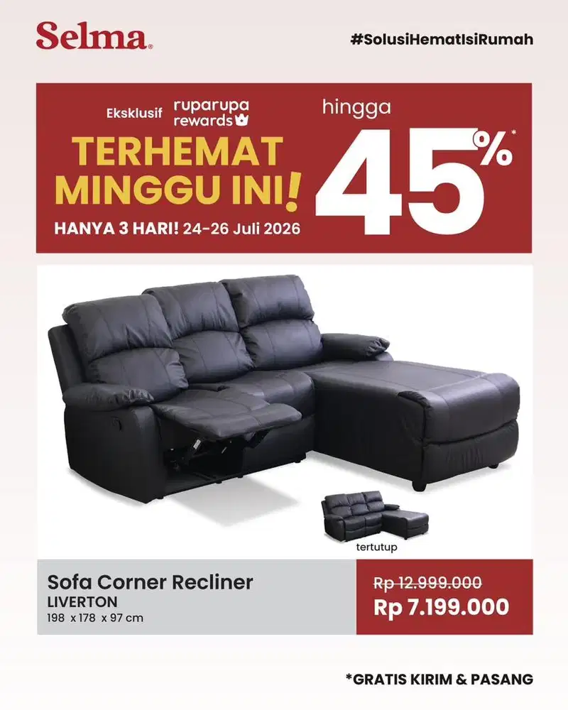 PROMO SOFA L RECLINER MEWAH