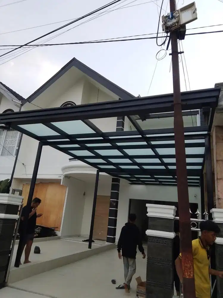 Kanopi kaca tempred glas