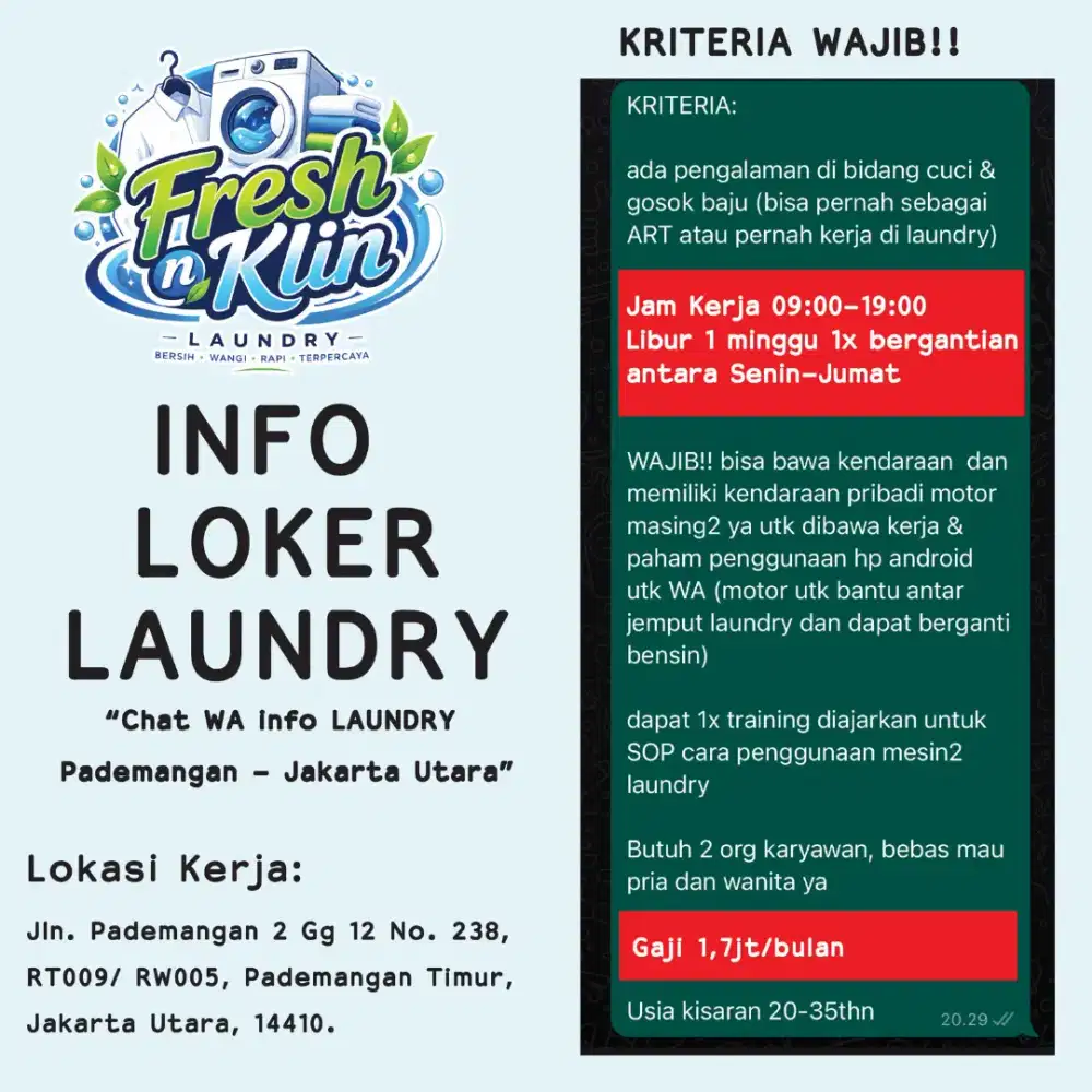 Lowongan kerja laundry