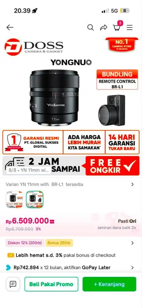 Jual Rugi Lensa yongnuo 11mm f1.8 masih segel for nikon