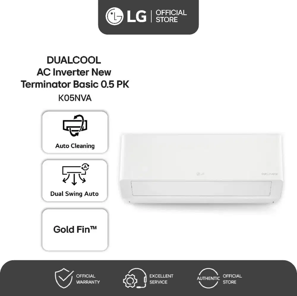 LG 0.5 PK DUALCOOL AC Inverter New Terminator  K05NVA