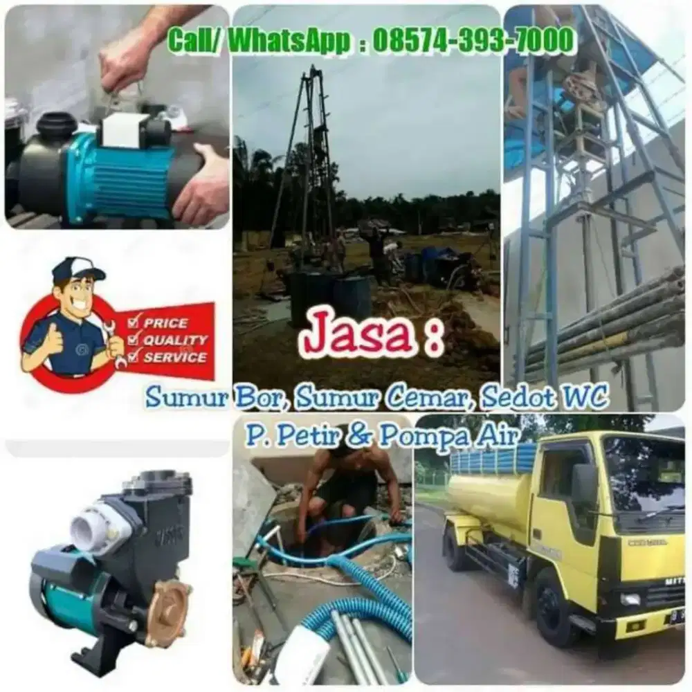 Sedot WC tinja saluran mampet sumur bor gali suntik service pompa air