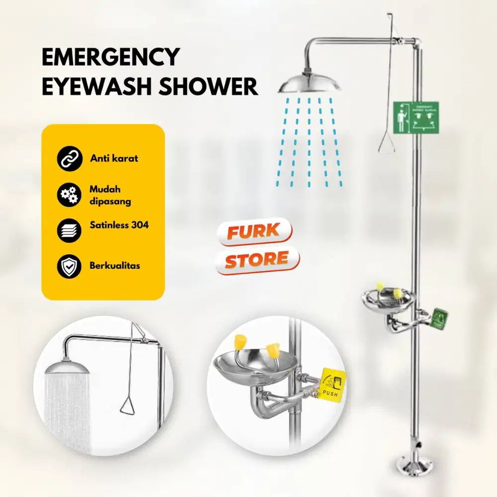 Eyewash Shower Stainless Steel EWSH01 [2IN1] – Emergency Shower | Eye