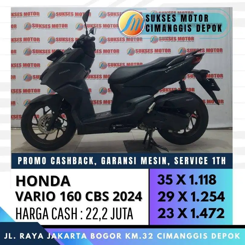 DP 700 HONDA VARIO 160 CBS 2024 CASH KREDIT UNIT ISTIMEWA BERGARANSI