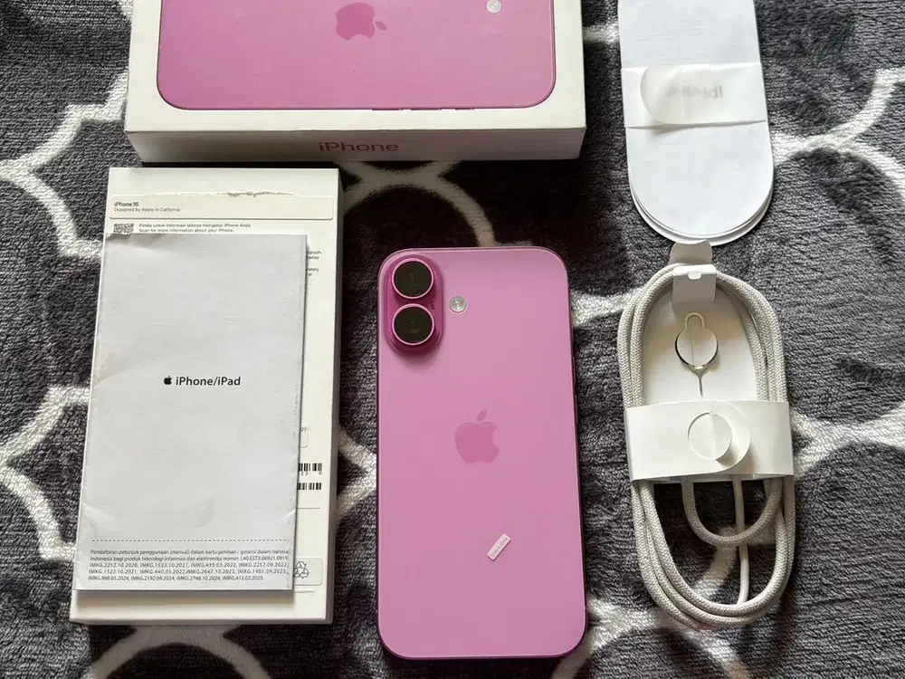 iPhone 16 128Gb Pink iBox Garansi Aktif Mulus Like New Fullset Ori