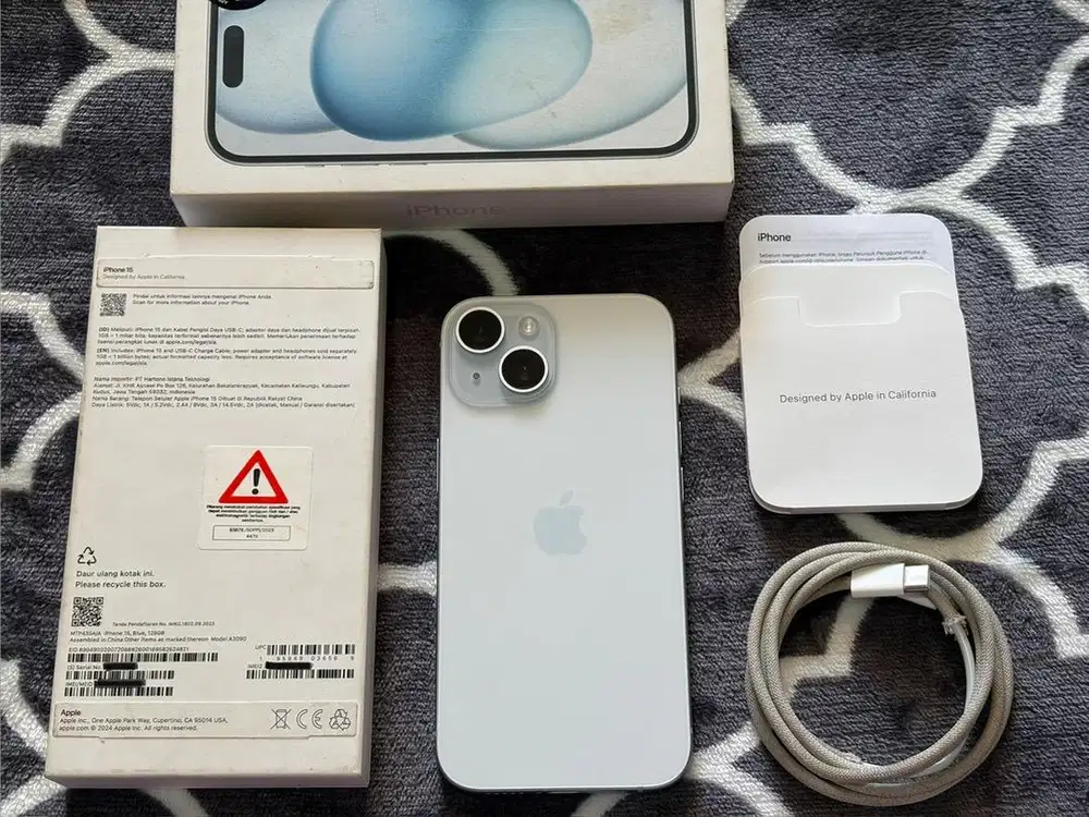 iPhone 15 128Gb Blue Garansi iBox GDN Aktif Fullset Original Mulus