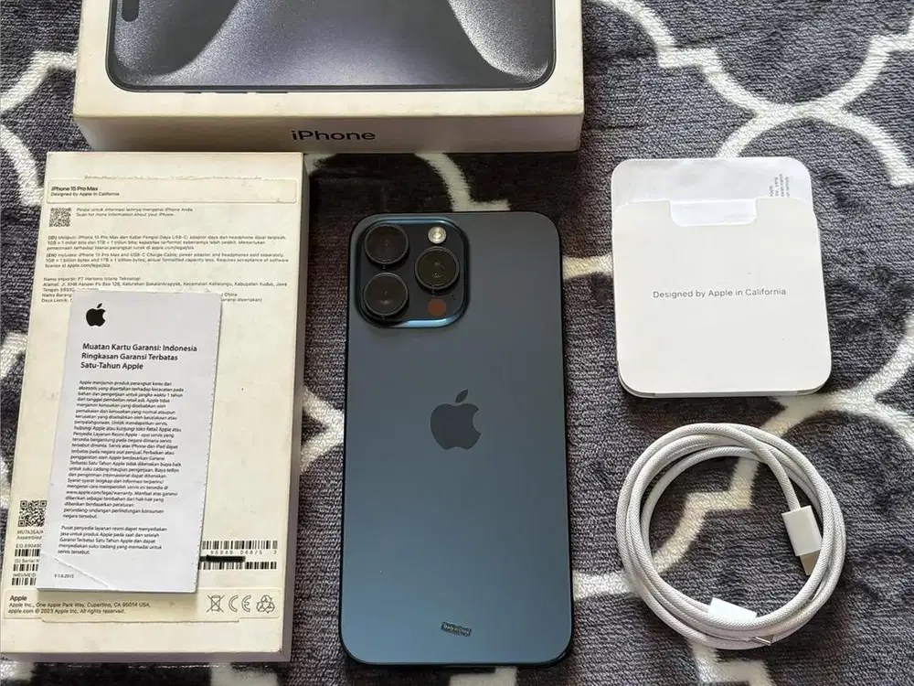 iPhone 15 Pro Max 256Gb Blue Titanium iBox Blibli Fullset Ori Nominus