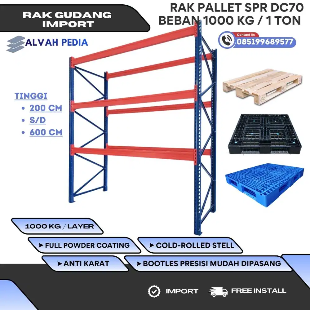 RAK GUDANG PALLET 1000Kg / SUSUN HEAVY DUTY PALLET RAK PALLET ( SPR )