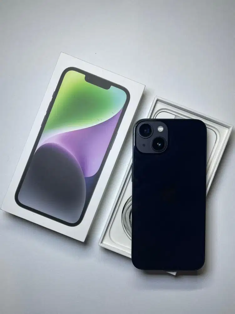 iPhone 14 Midnight 128GB resmi iBox  PA/A, fullset ori, BH 95%