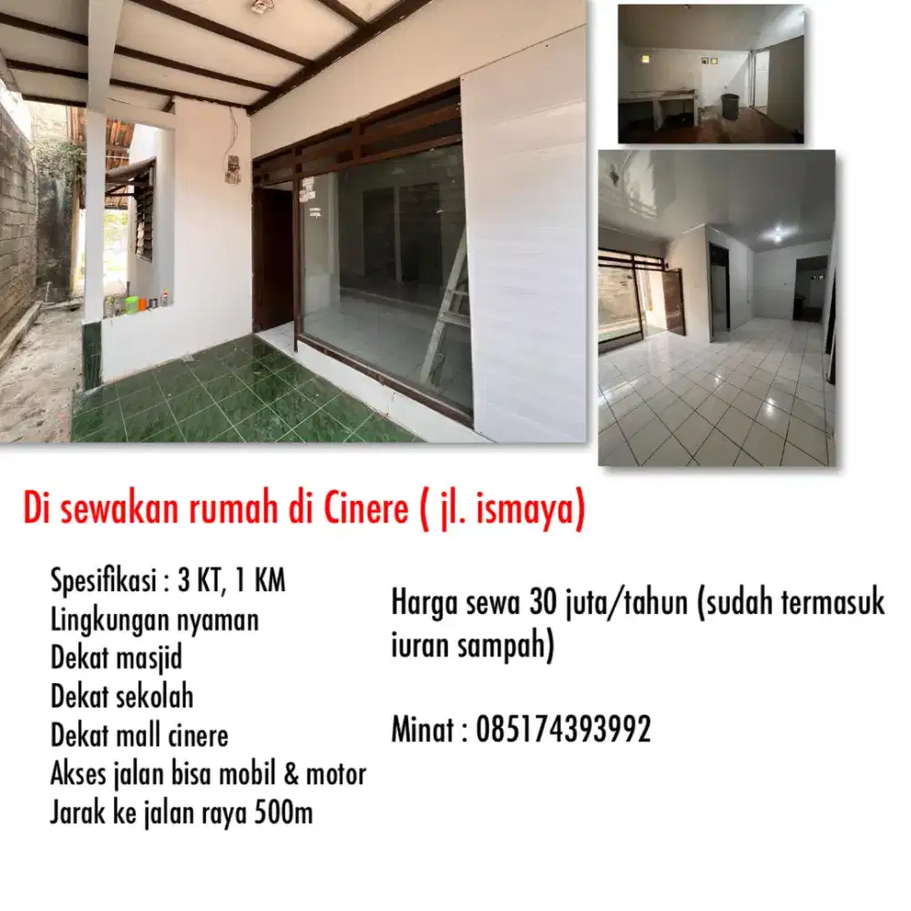Kontrakan 3 kt Area Cinere