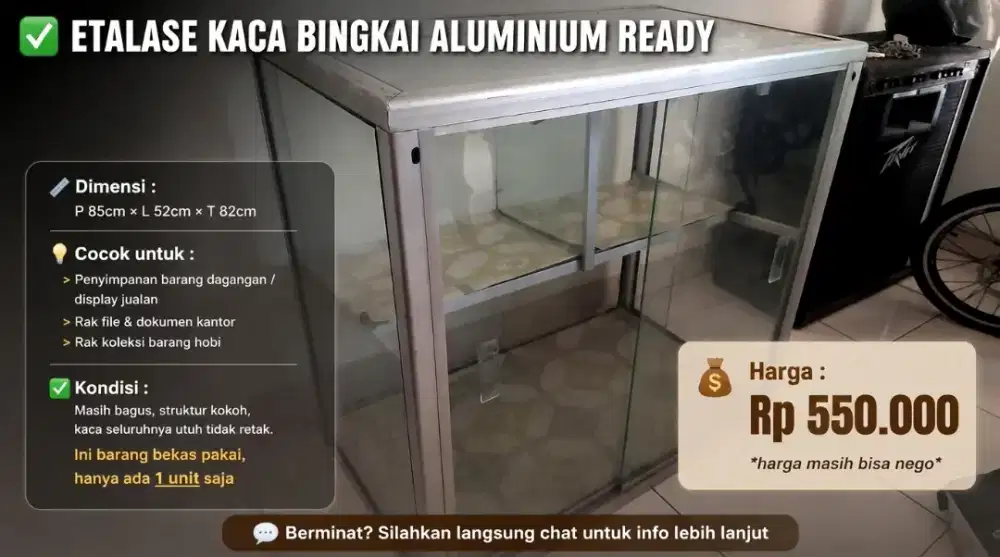 Etalase Kaca dan Bingkai Aluminium