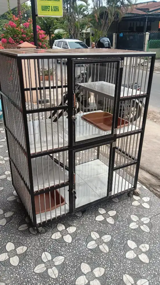 Kadang kucing aluminium 2tingkat