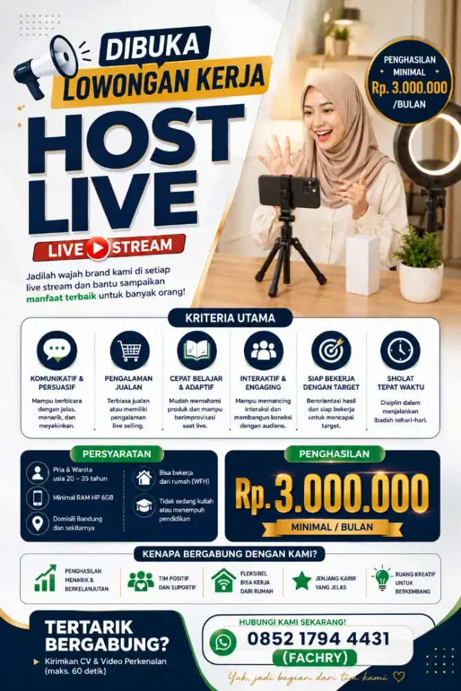 LOWONGAN KERJA HOST LIVE TIKTOK