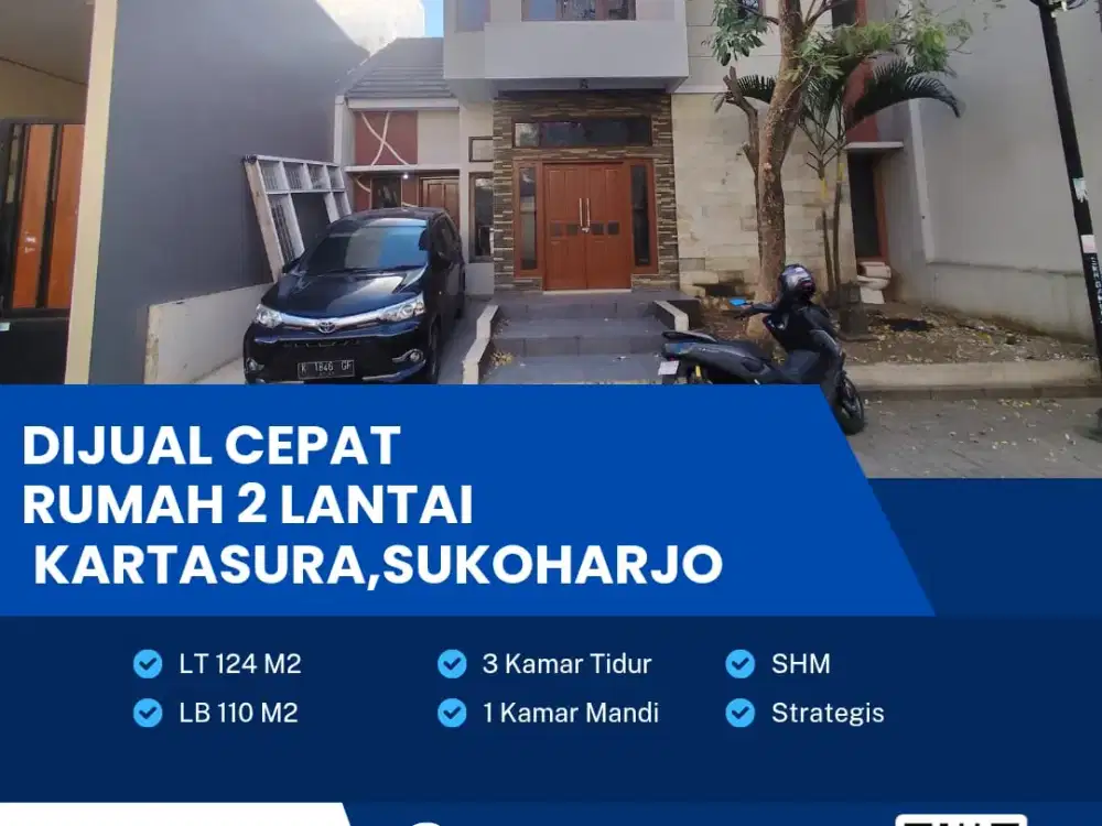Dijual Rumah 2 Lantai Lokasi Kartasura, Sukoharjo Luas 124m2