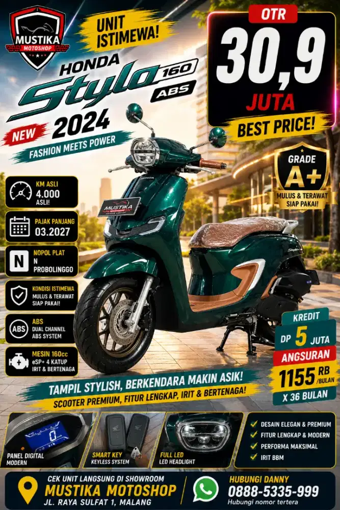 KM 4rb‼️Honda Stylo 160 ABS 2024. DANNY Mustika Sulfat