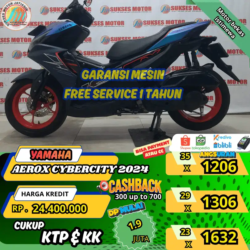 YAMAHA AEROX CYBERCITY 2024 ANGSURAN TERMURAHSYRTKTP&KK (SUKSESMOTOR)