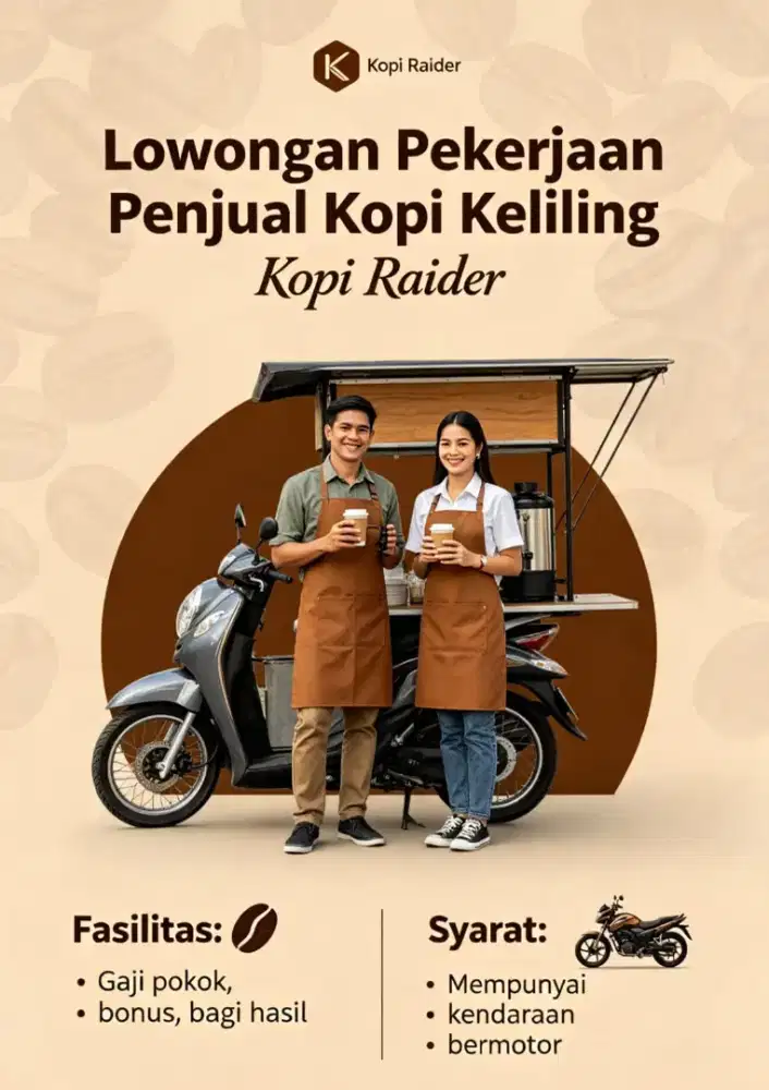 Lowongan penjual kopi keliling atau rider pria wanita