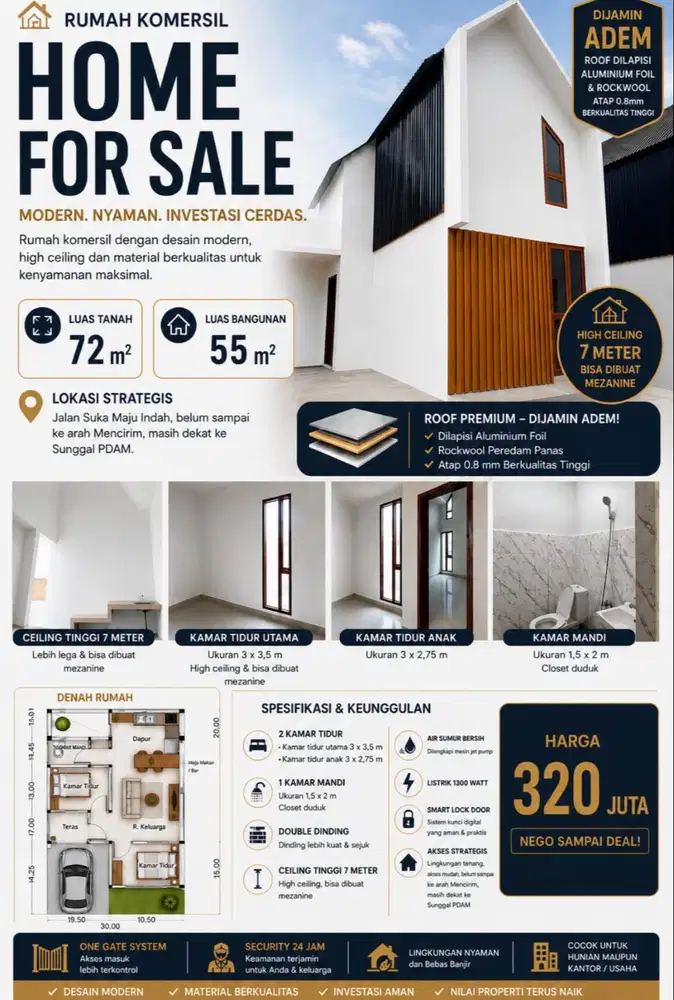 Rumah modern high ceiling 7 meter (SIAP HUNI)