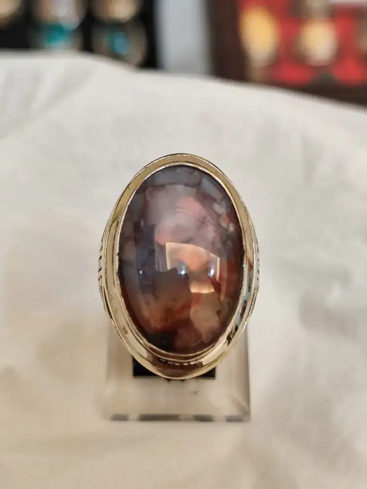 002 Batu Garut Bungbulang kristal  26*17*8 ring alpaka super SJ 7,5