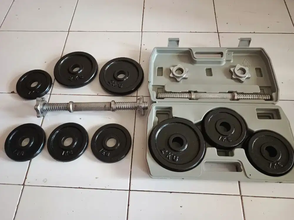Alat olahraga barbel set besi 10 kg 2 set
