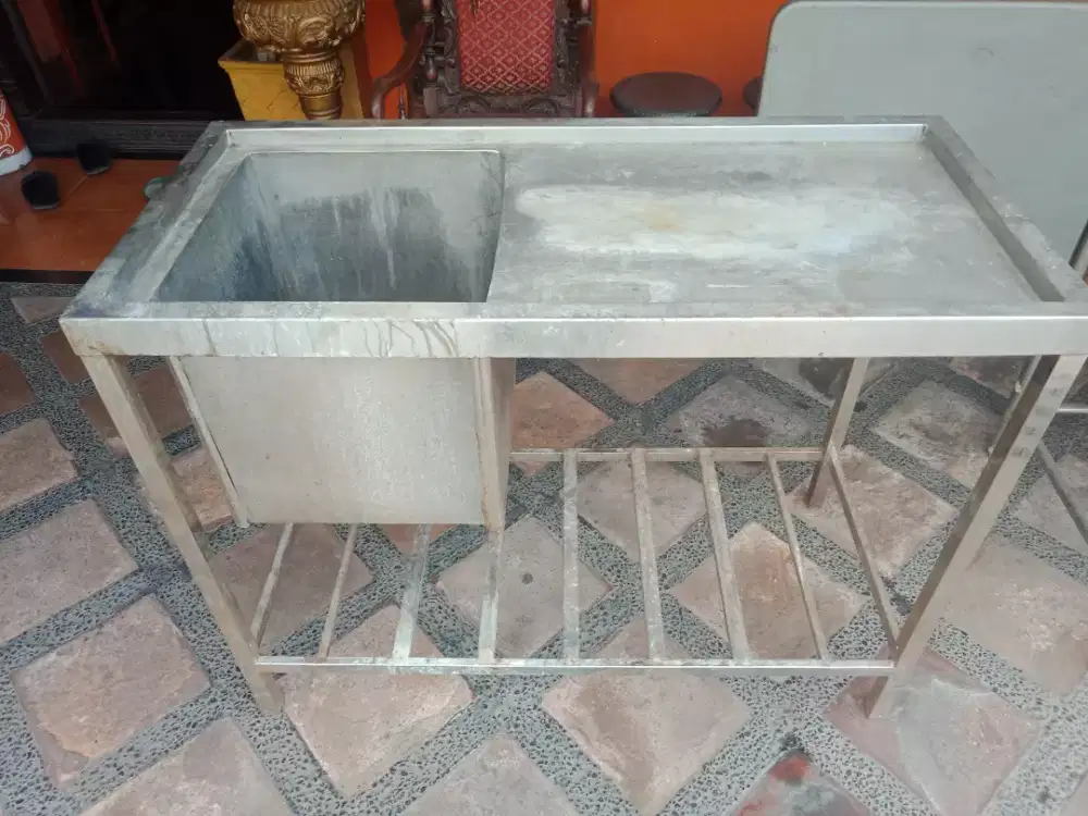 Jual Borongan Meja Stainless 1 Bak + Wastafel Stainless Bandung