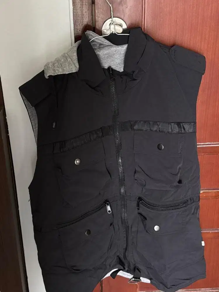 Utility Cargo Vest Hitam Multi Pocket | Tactical Vest | Unisex