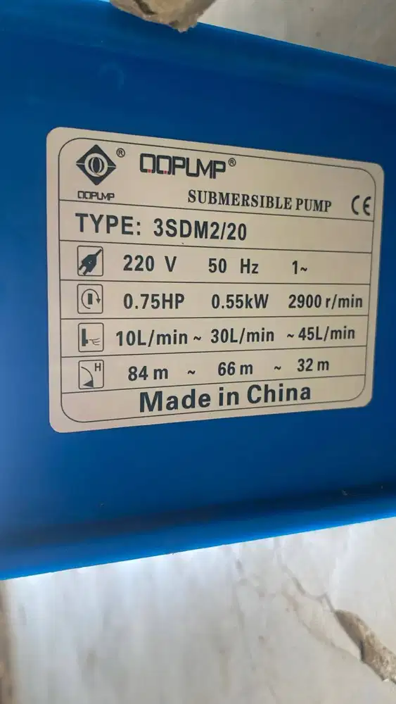 Pompa Satelit / Pompa Celup Sumur Bor QQ 0.75HP