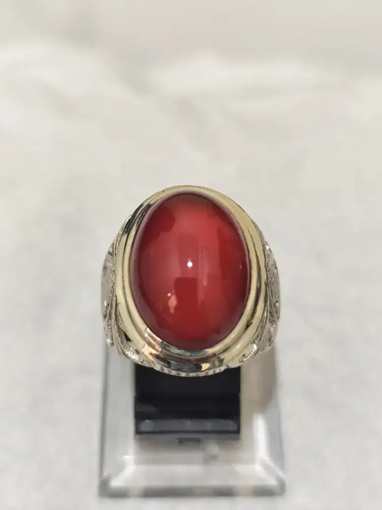 010 Batu Cempaka Merah Aceh, dim 17*12*8 (est) ring alpaka SJ 8 (est)