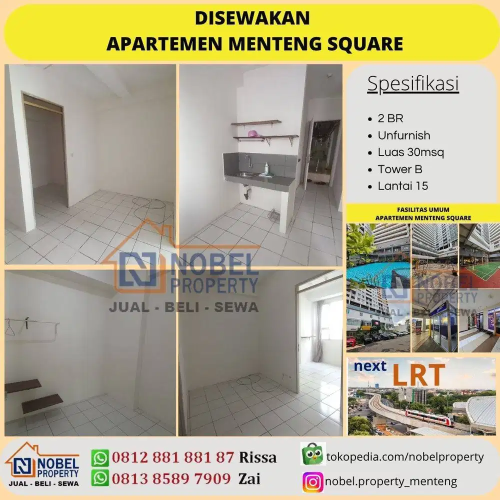 Disewakan unit Kosongan Apartemen Menteng Square Tower A Lt.11