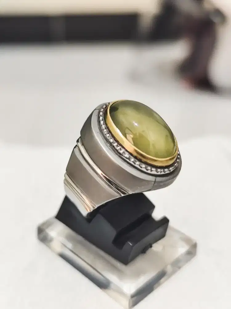 011 Batu Idocrase Lumut dim 17*12*8 (est) ring monel doff SJ 9 (est)