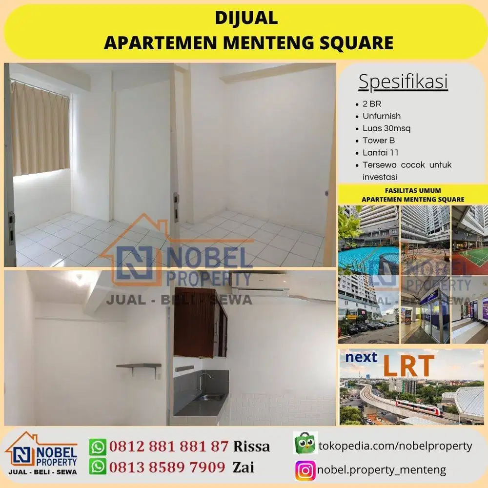 Dijual Apartemen Menteng Square 2BR Lokasi Strategis Jakarta Pusat