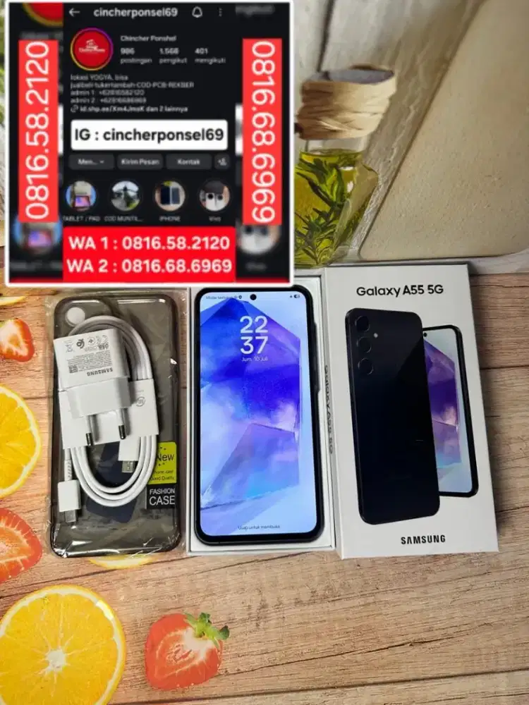 Jual hp samsung A55 5G 8/256 likenew istimewa grns resmi  free ADAPTOR