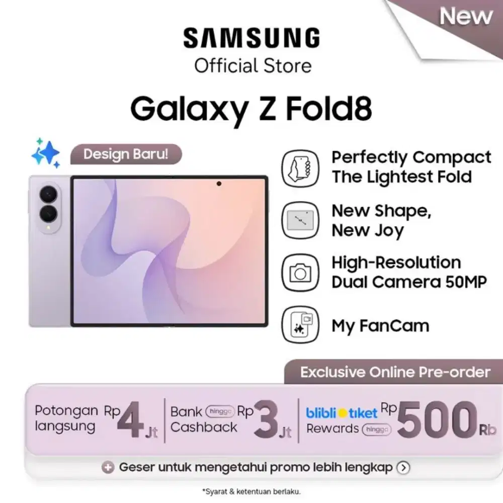 PO Samsung Zfold 8, cicilan hanya dengan KTP
