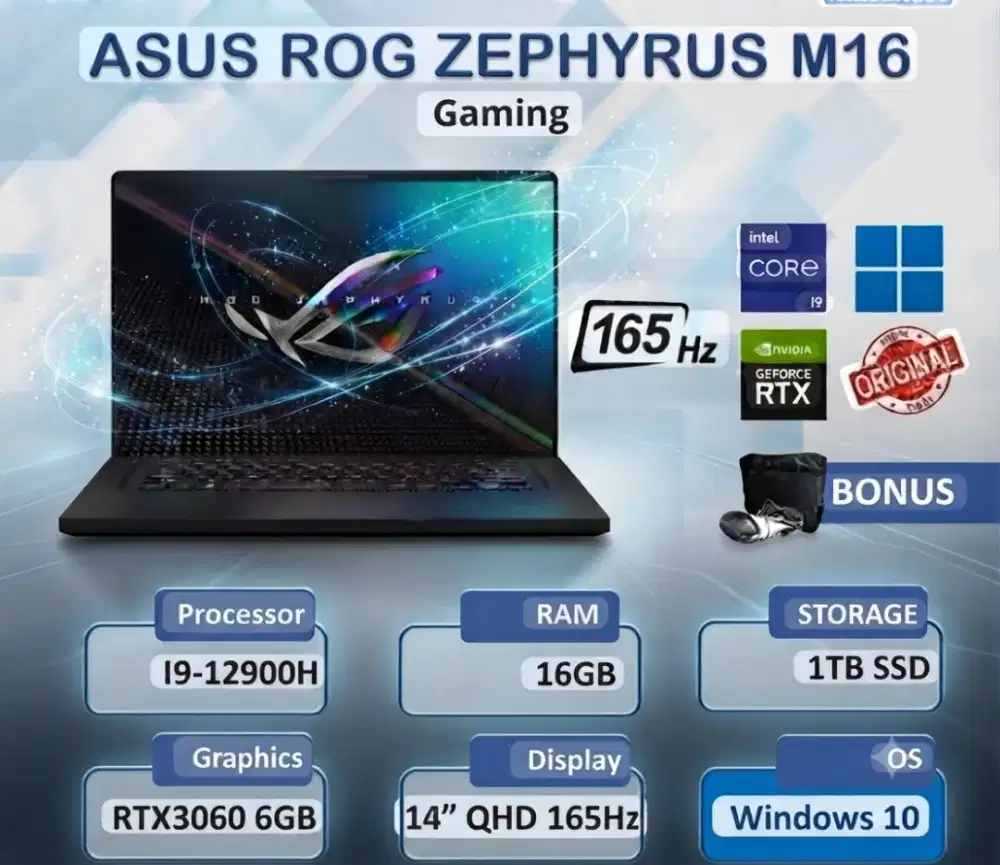 ASUS ROG Zephyrus M16, RTX 3060 like new 92 %