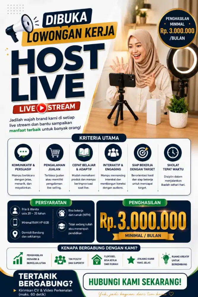 LOWONGAN KERJA HOST LIVE TIKTOK