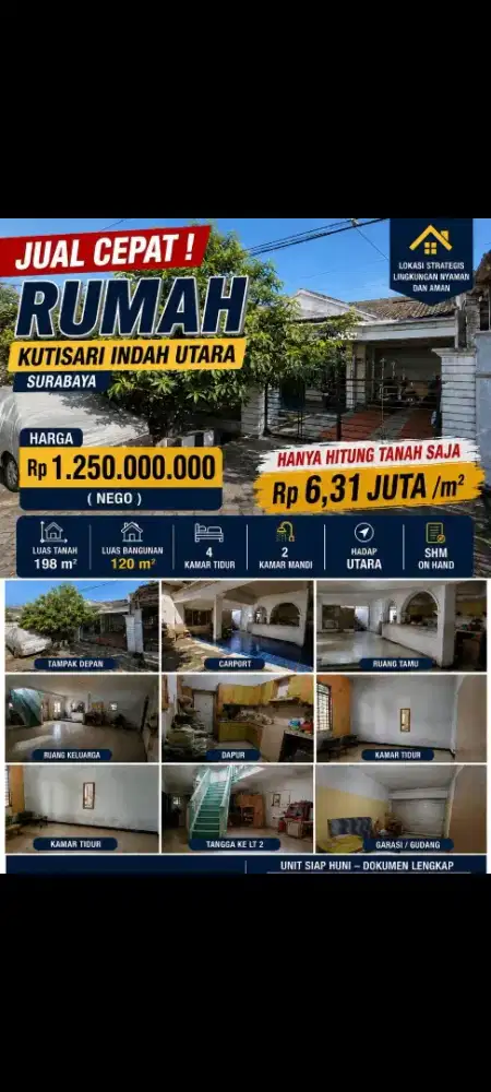 BU TERMURAH HITUNG TANAH PERUM KUTISARI SBY SHM ON HAND