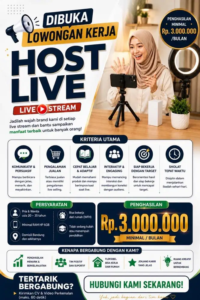 LOWONGAN KERJA HOST LIVE TIKTOK