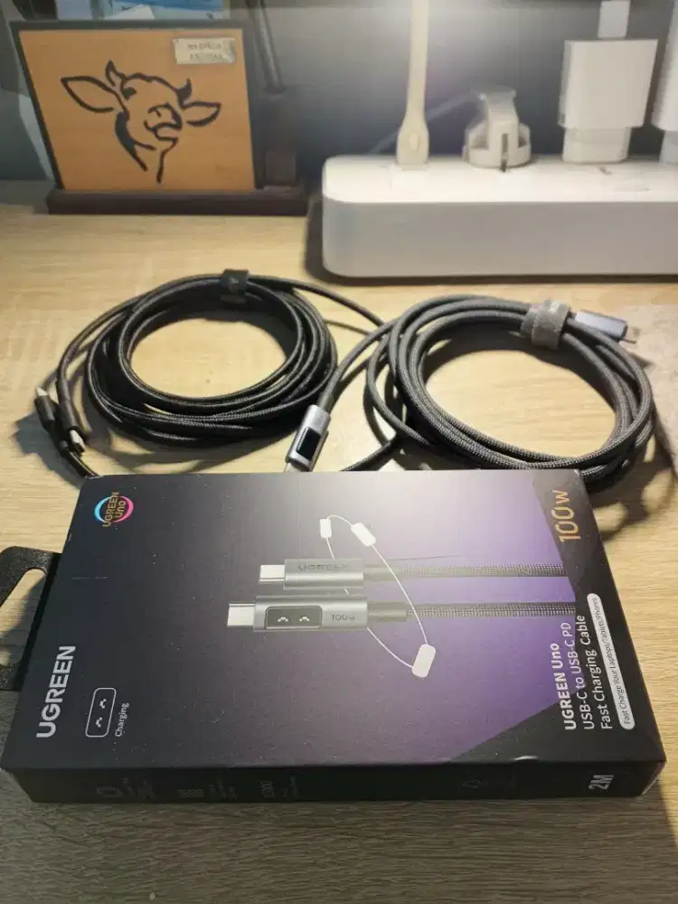 Kabel charger type c to c 2M 2 buah (Ugreen & Aukey)