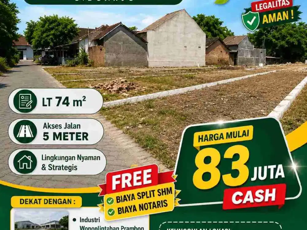 Tanah Kavling Murah siap Bangun di Desa Kedung Kembar, Prambon, Sda