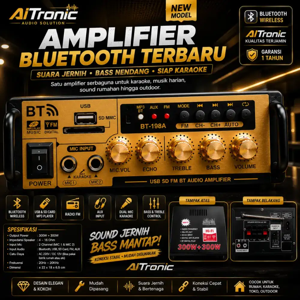 Power amplifier karaoke bluetooth bt-198A