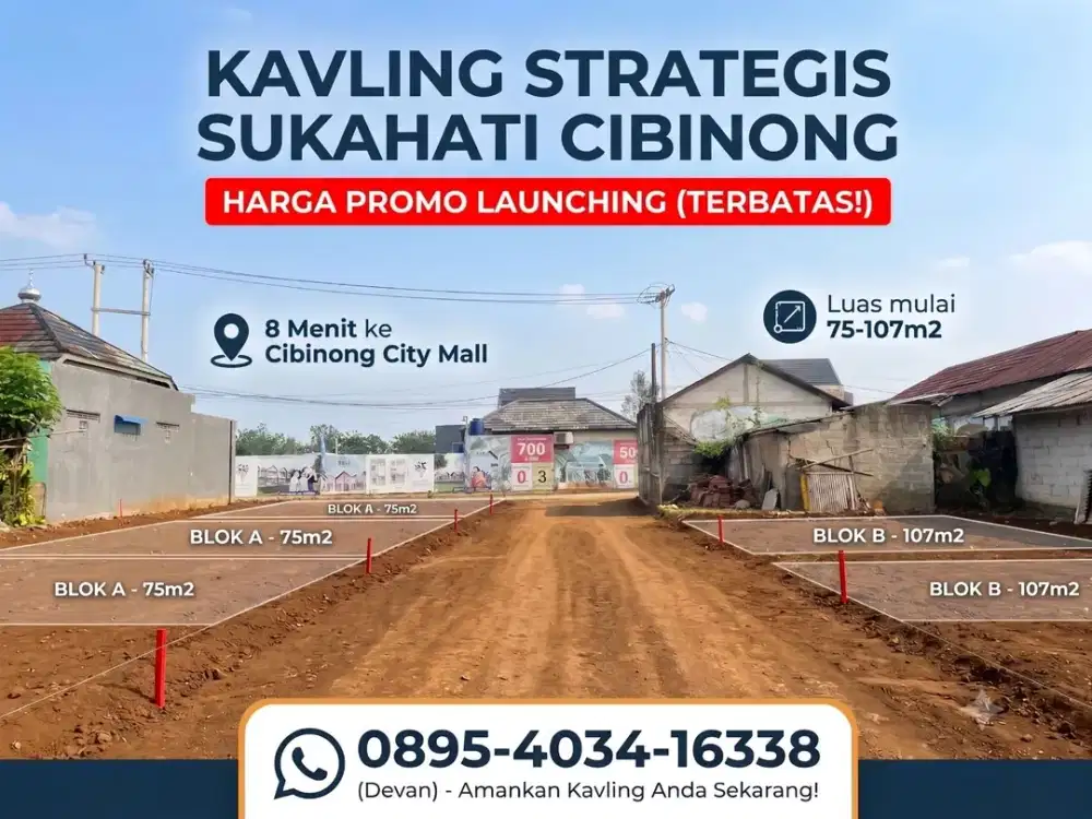 KAVLING STRATEGIS SUKAHATI CIBINONG DEKAT STASIUN BOJONGGEDE