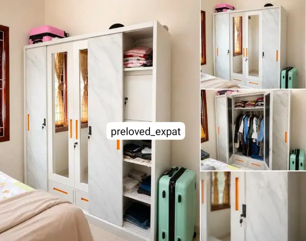 Lemari pakaian 4 pintu plat besi