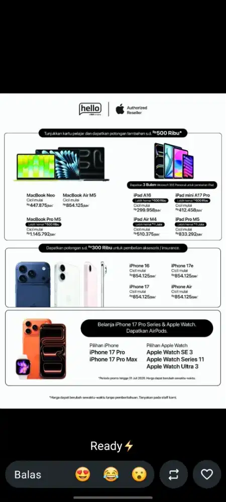 Demi apa catagory apple dis up 1.5jt